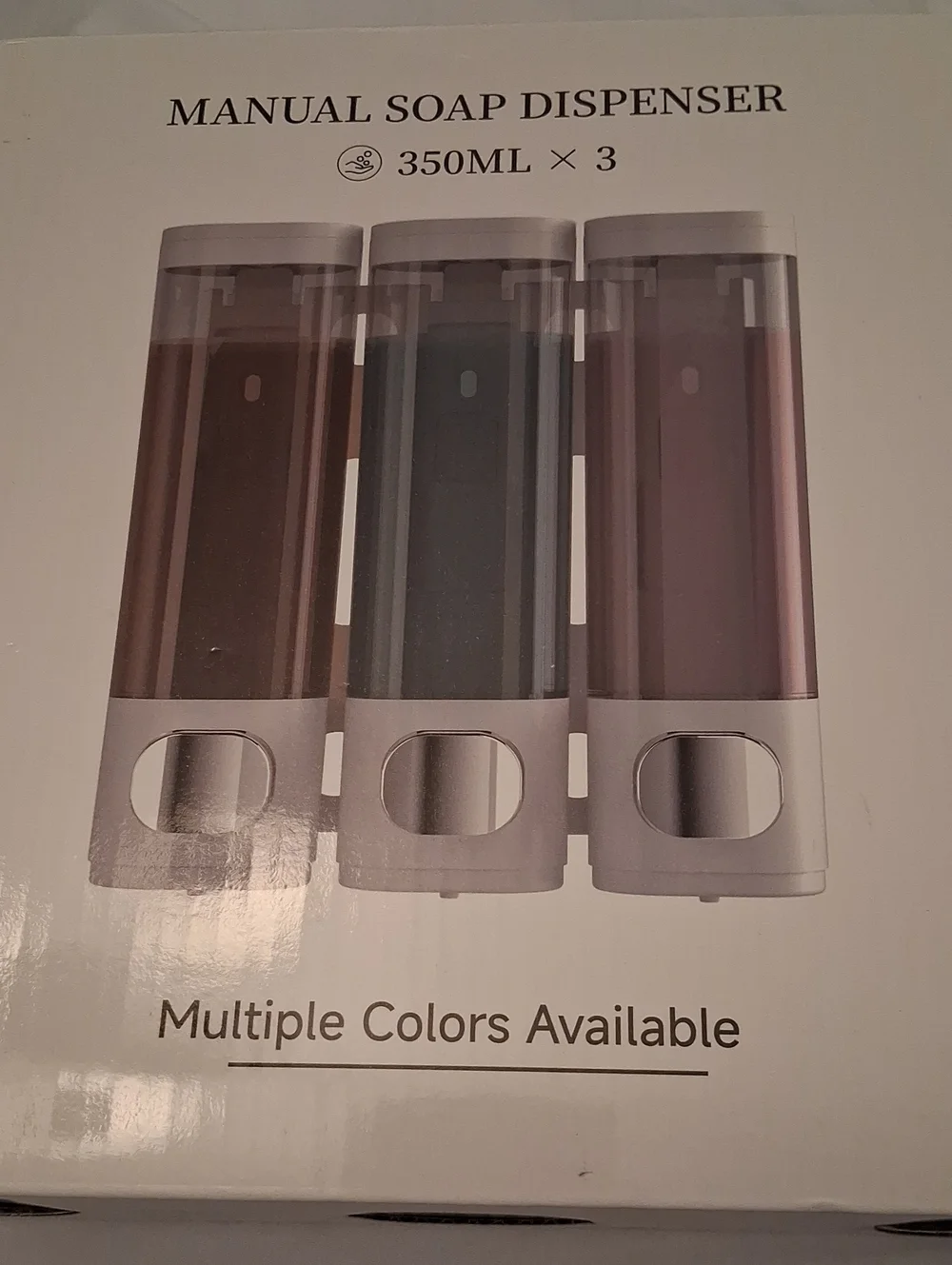 3-Pack Manual Soap Dispenser Set (Gray, Brown, Purple)